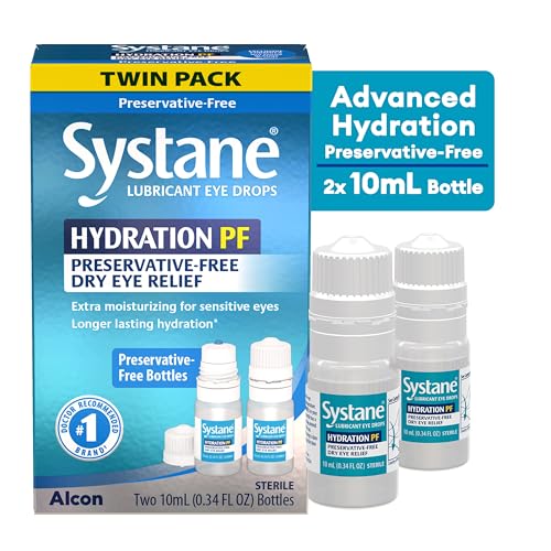 Systane Hydration twin-pack packaging highlighting convenient, preservative-free formula