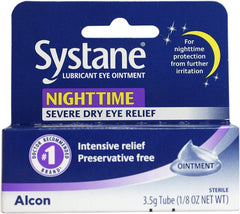 Applying Systane Nightime Eye Ointment before bed for overnight hydration