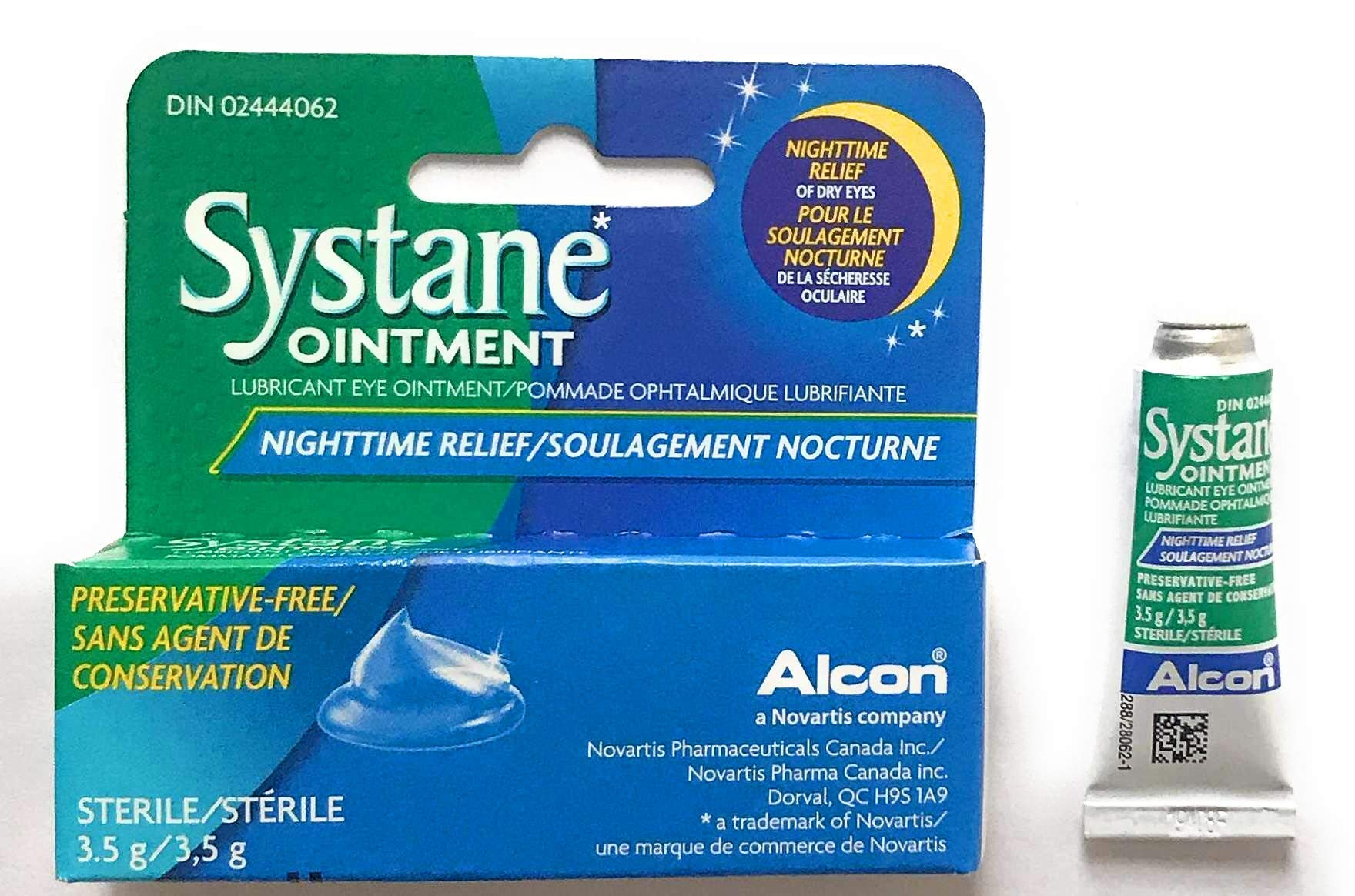 Systane Nighttime Ointment application demonstrates bedtime moisture seal.