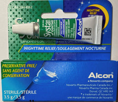 Systane Nighttime Ointment on a bedside table for nightly use.