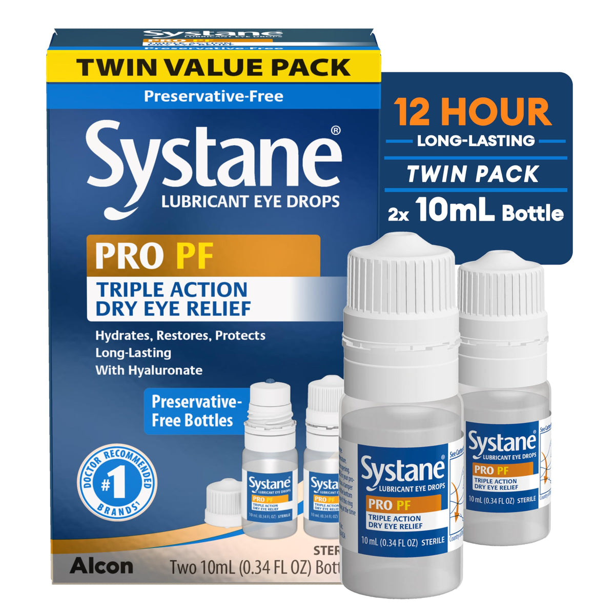 Systane PRO PF multi-dose bottle ready for all-day eye hydration.