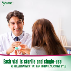 Systane Ultra application images show simple, single-use drops for daily comfort
