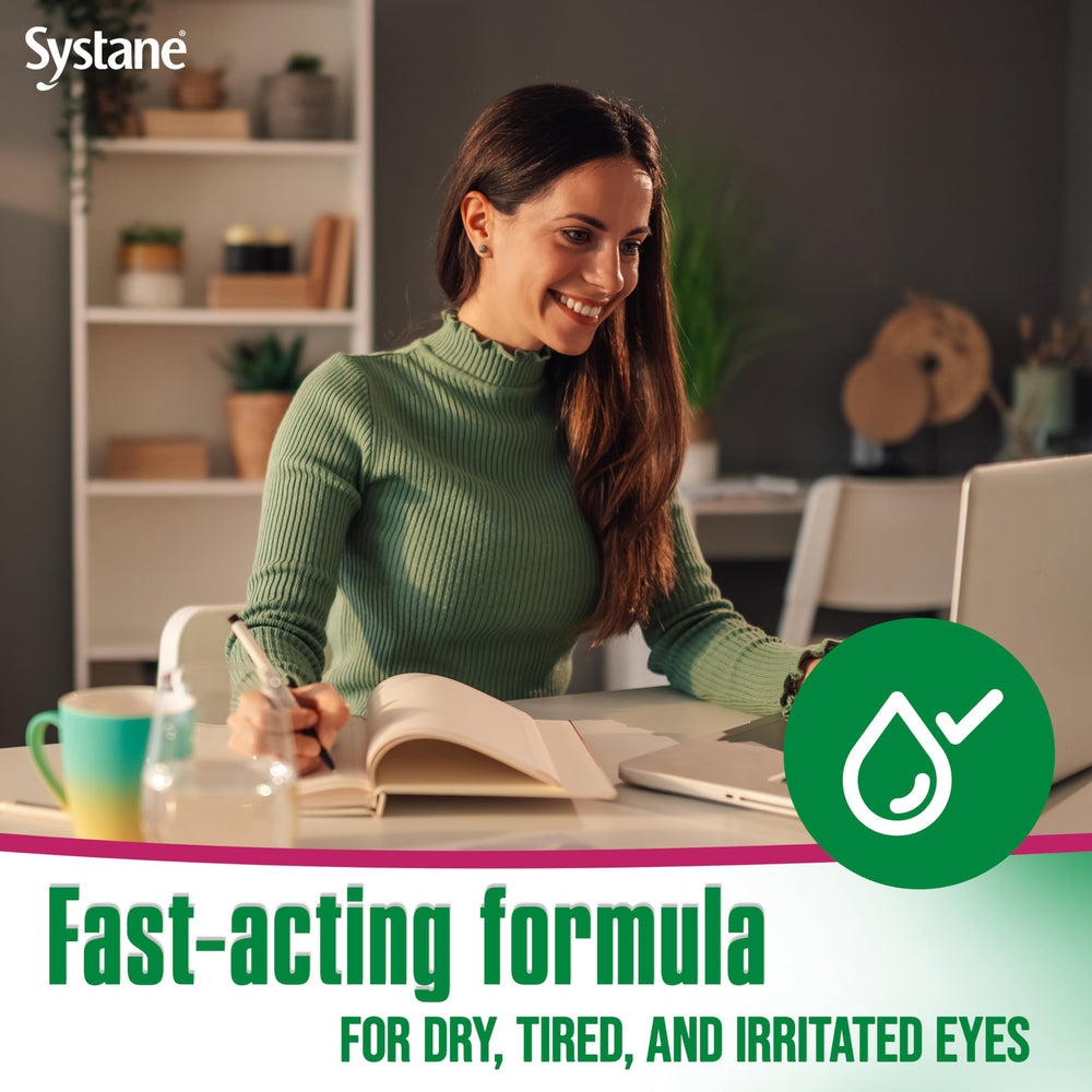 Systane Ultra doctor-recommended symbol conveys trusted dry-eye symptom relief