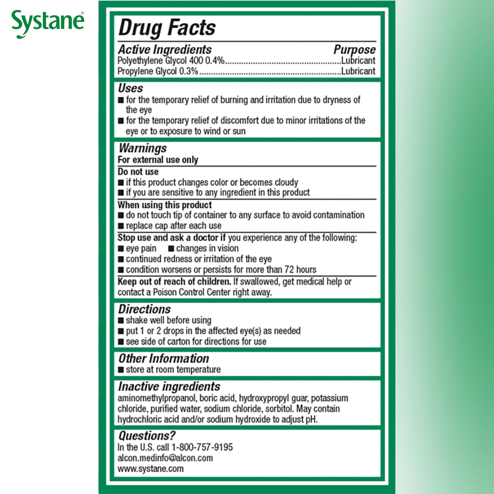 Systane Ultra twin-pack in-use scene shows ready-to-use eye drops for comfort.