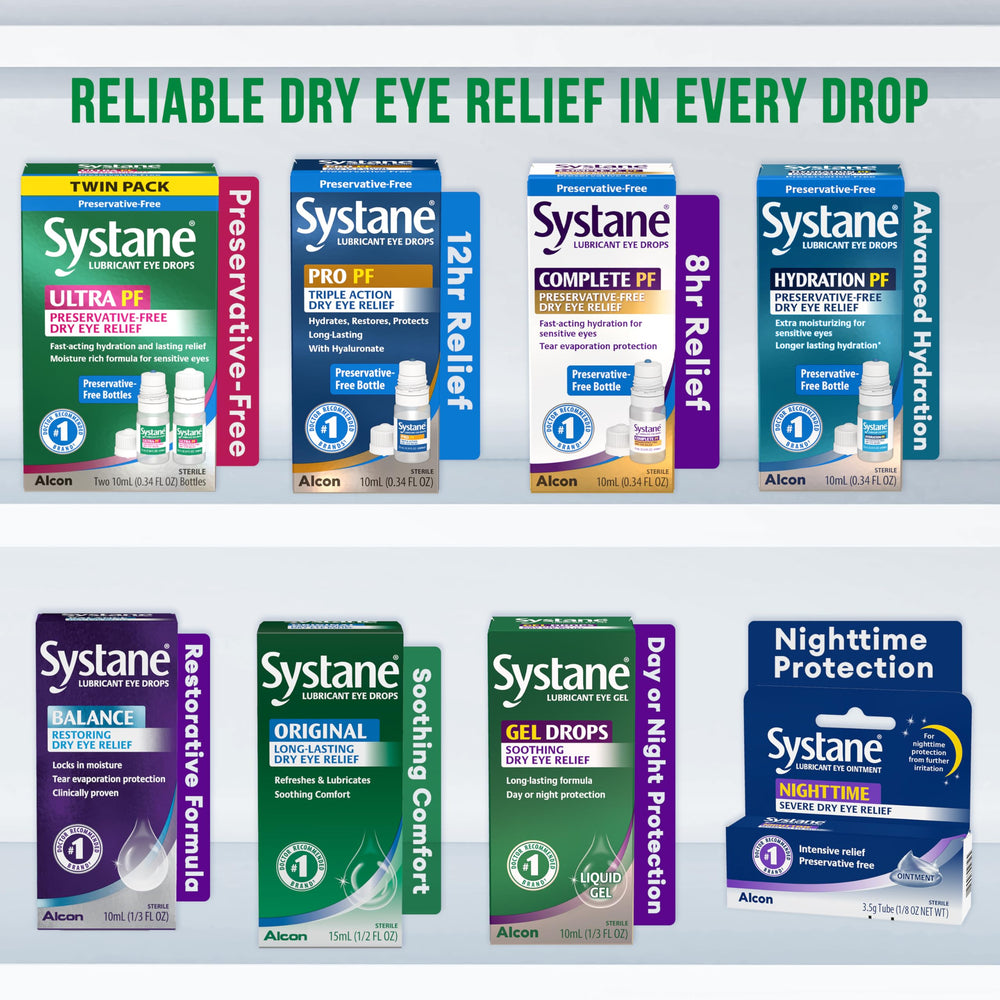 Systane Ultra twin-pack pack-shot emphasizes two bottles in one box.