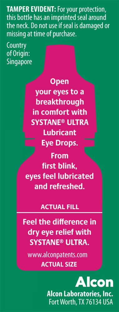 Systane Ultra bottle with on-the-go relief in hand