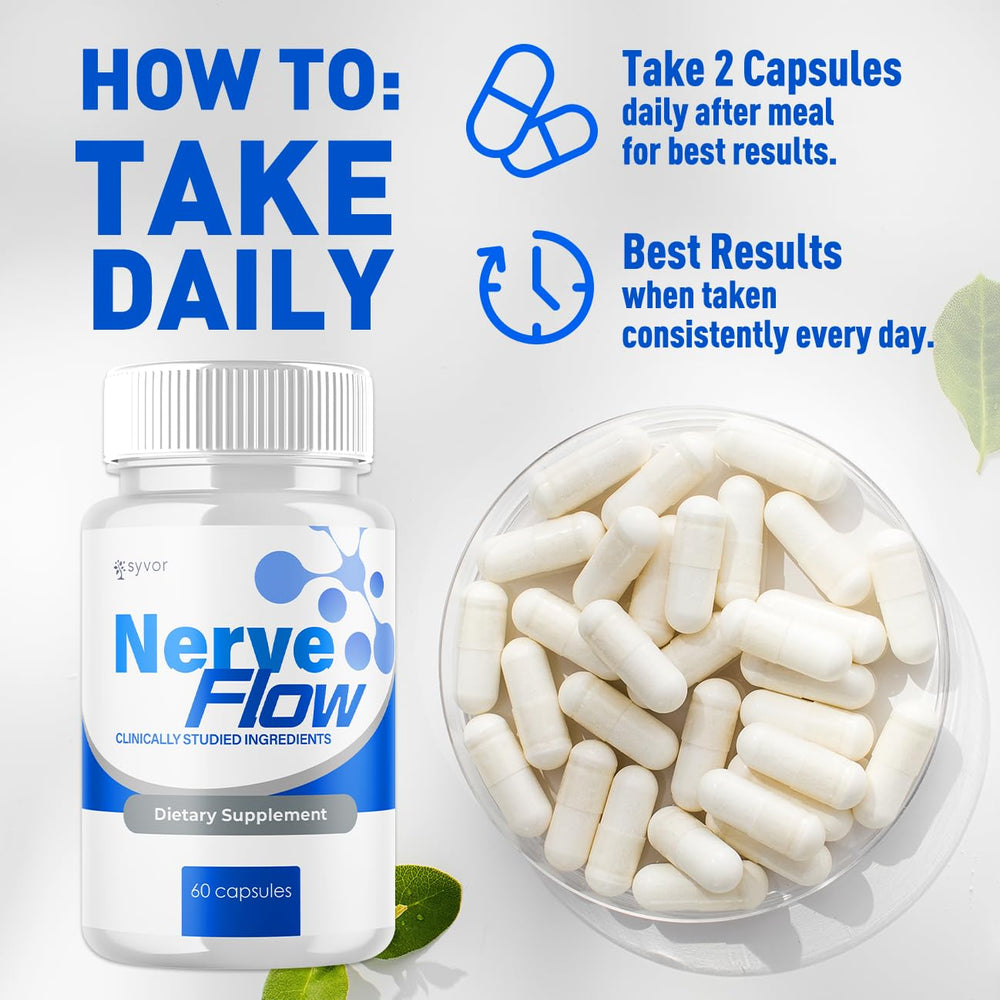Syvor Nerve Flow capsules close-up highlights natural ingredients