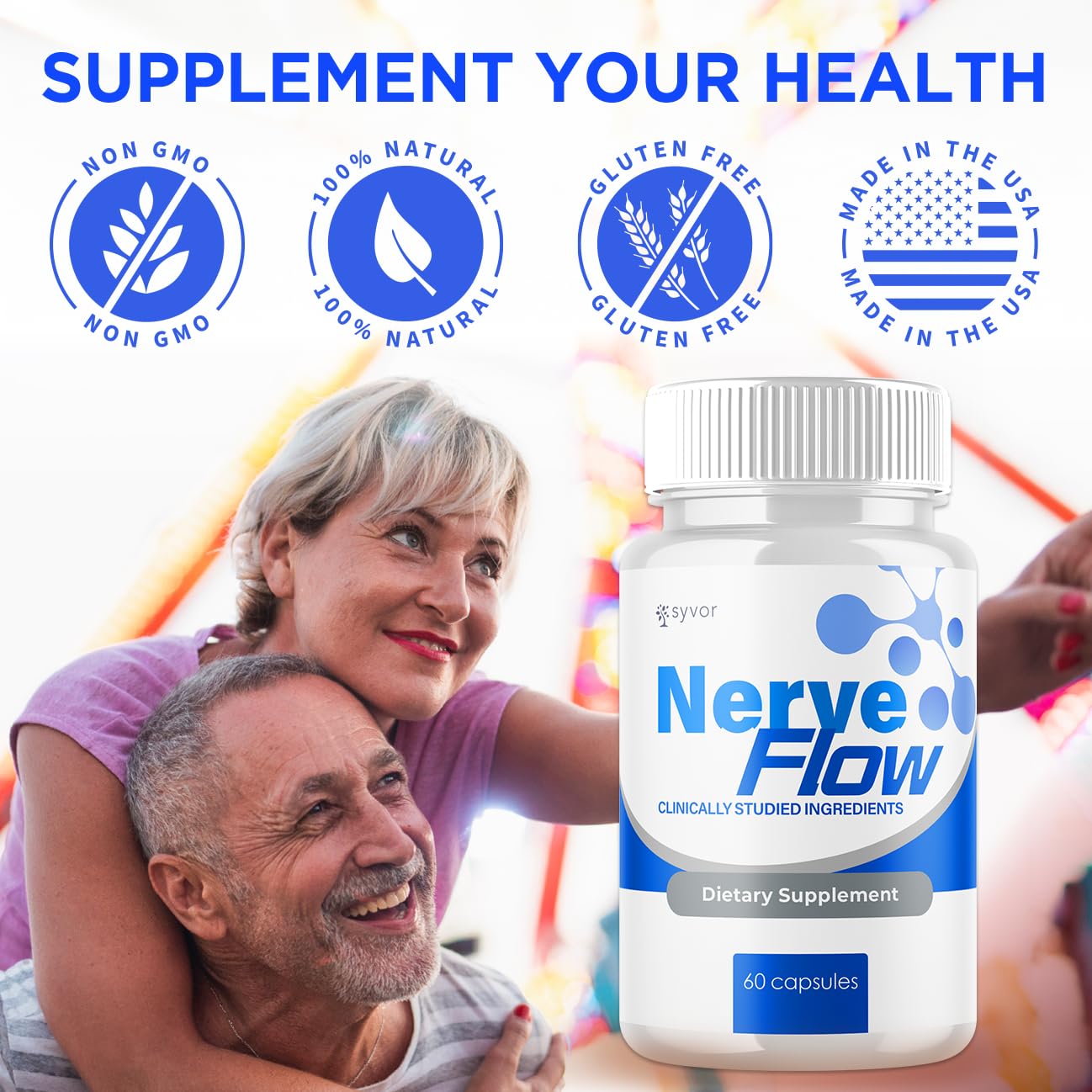 Syvor Nerve Flow label view emphasizes all-natural formula
