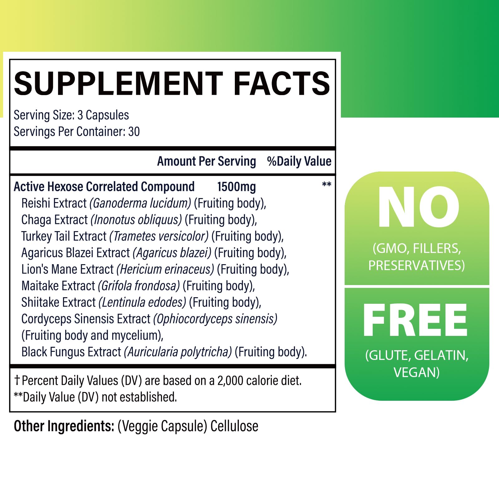 SZCZEKIN AHCC eight-mushroom extract blend visible with capsules, highlighting immune system potential.