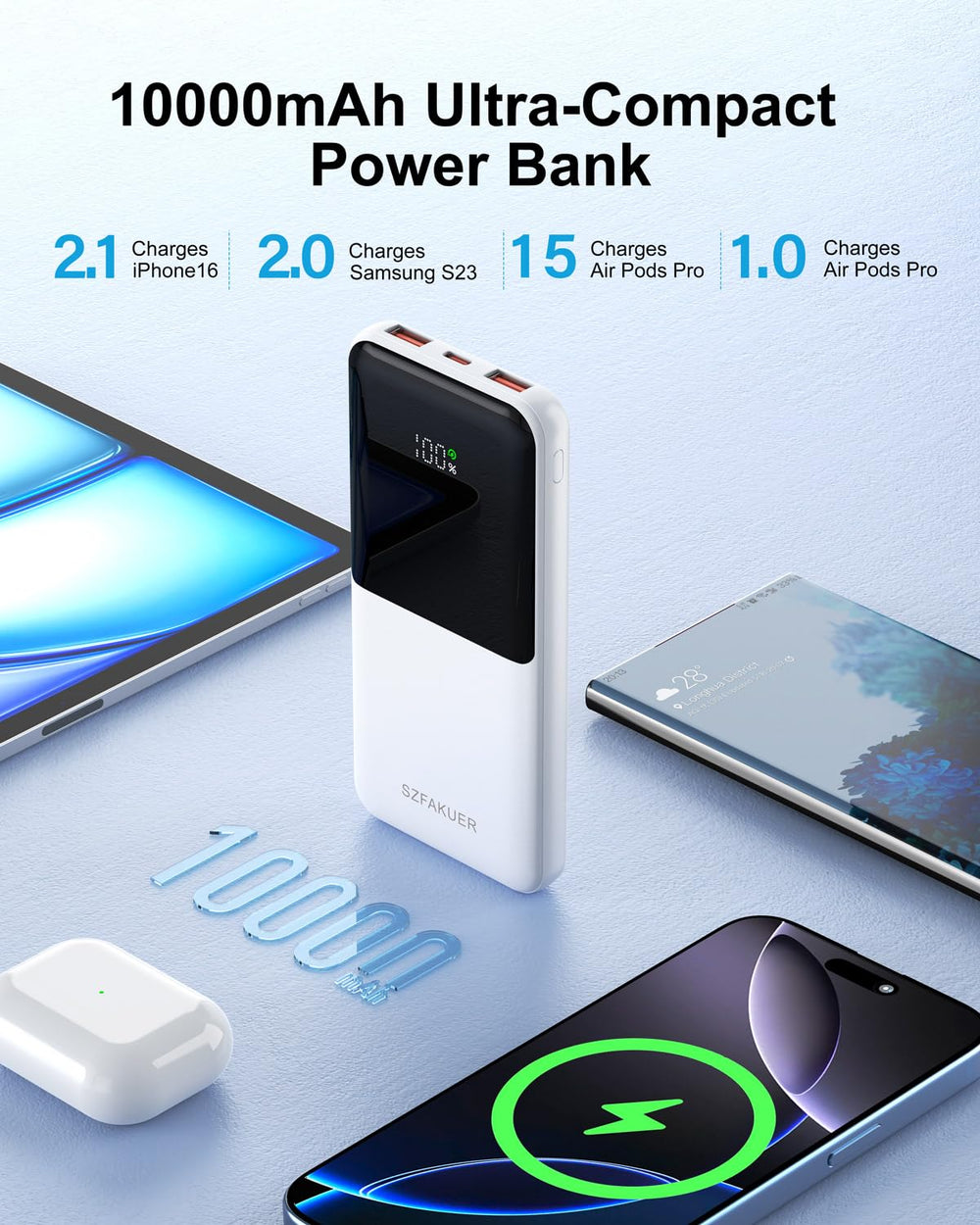 Szfakuer LED display and 8-layer safety for at-a-glance battery status.