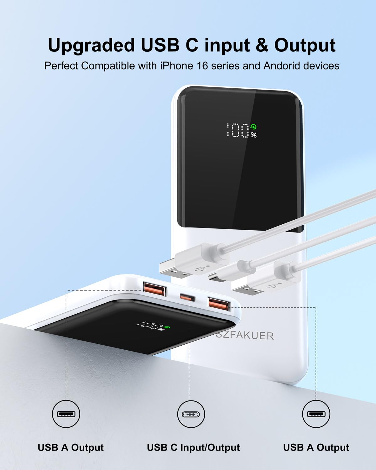 Szfakuer wide device compatibility with iPhones, Android, and tablets.