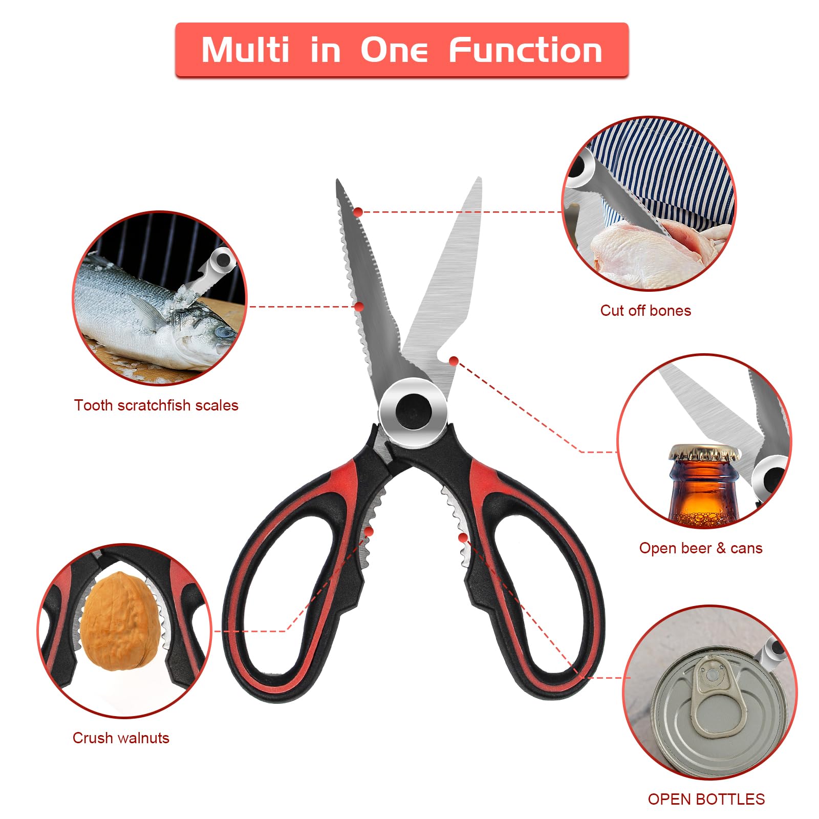 SZHLUX kitchen scissors cleaning fish scales for seafood prep.