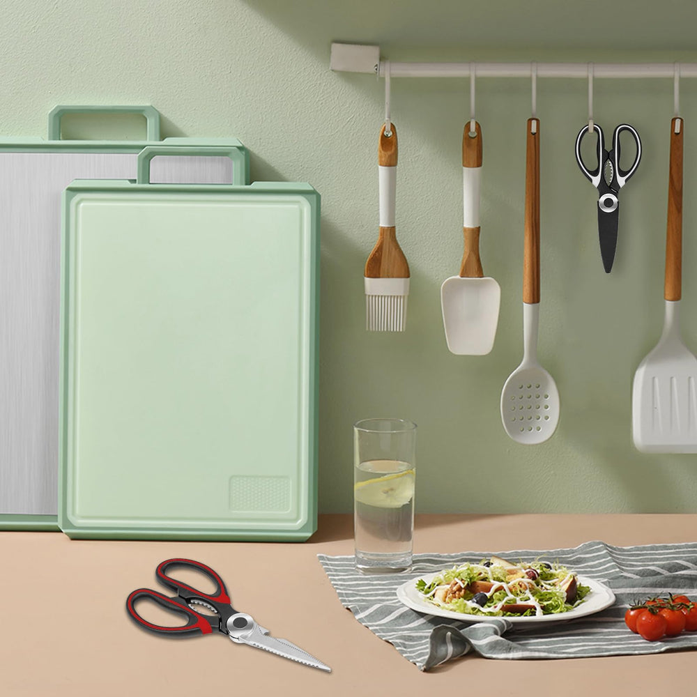 SZHLUX kitchen scissors snip vegetables and herbs cleanly.