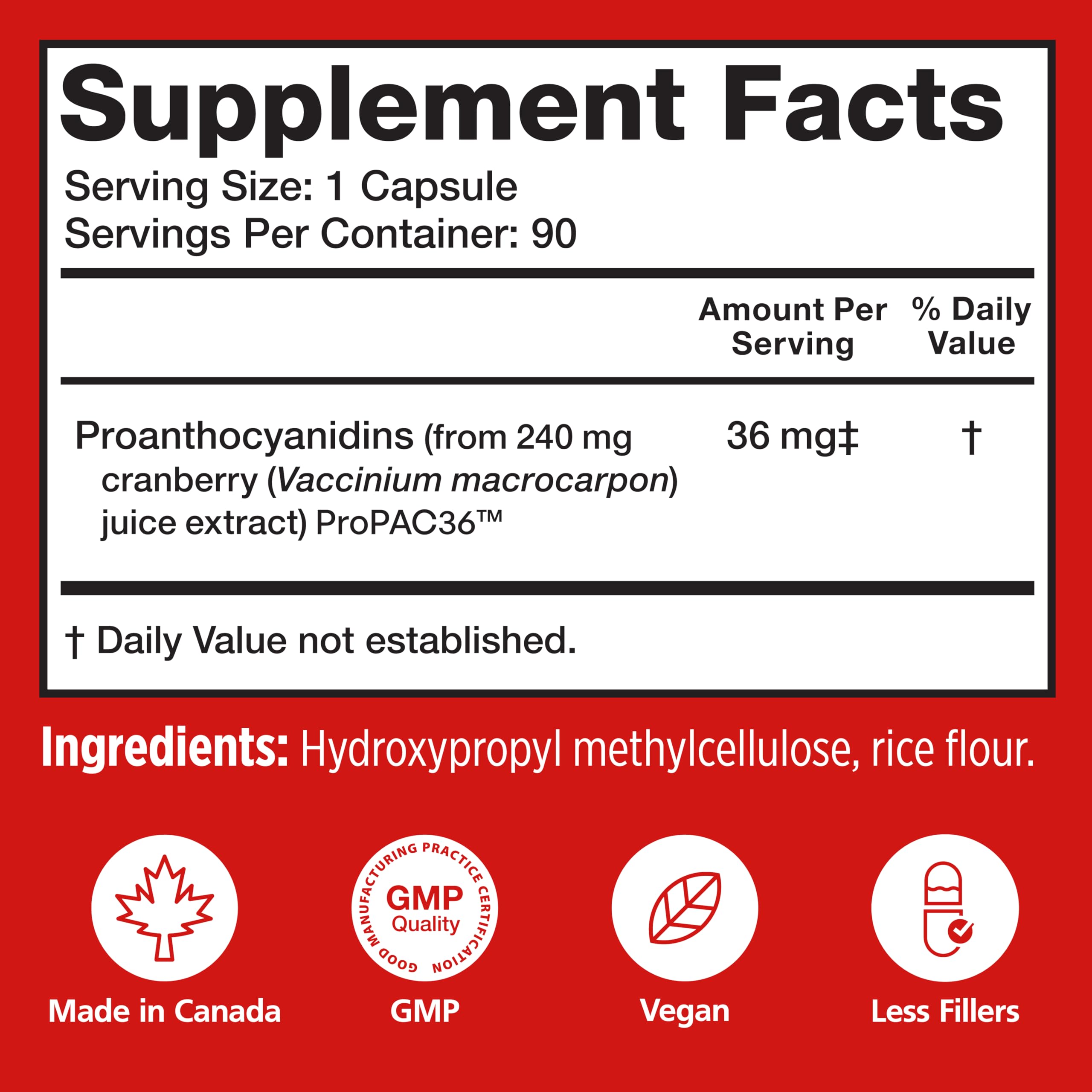 Close up Szio+ Utiva Cranberry PACs capsules highlighting compact daily dose