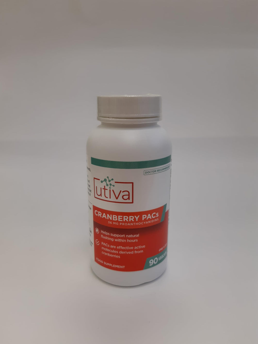 Szio+ Utiva Cranberry PACs shelf display in a wellness aisle