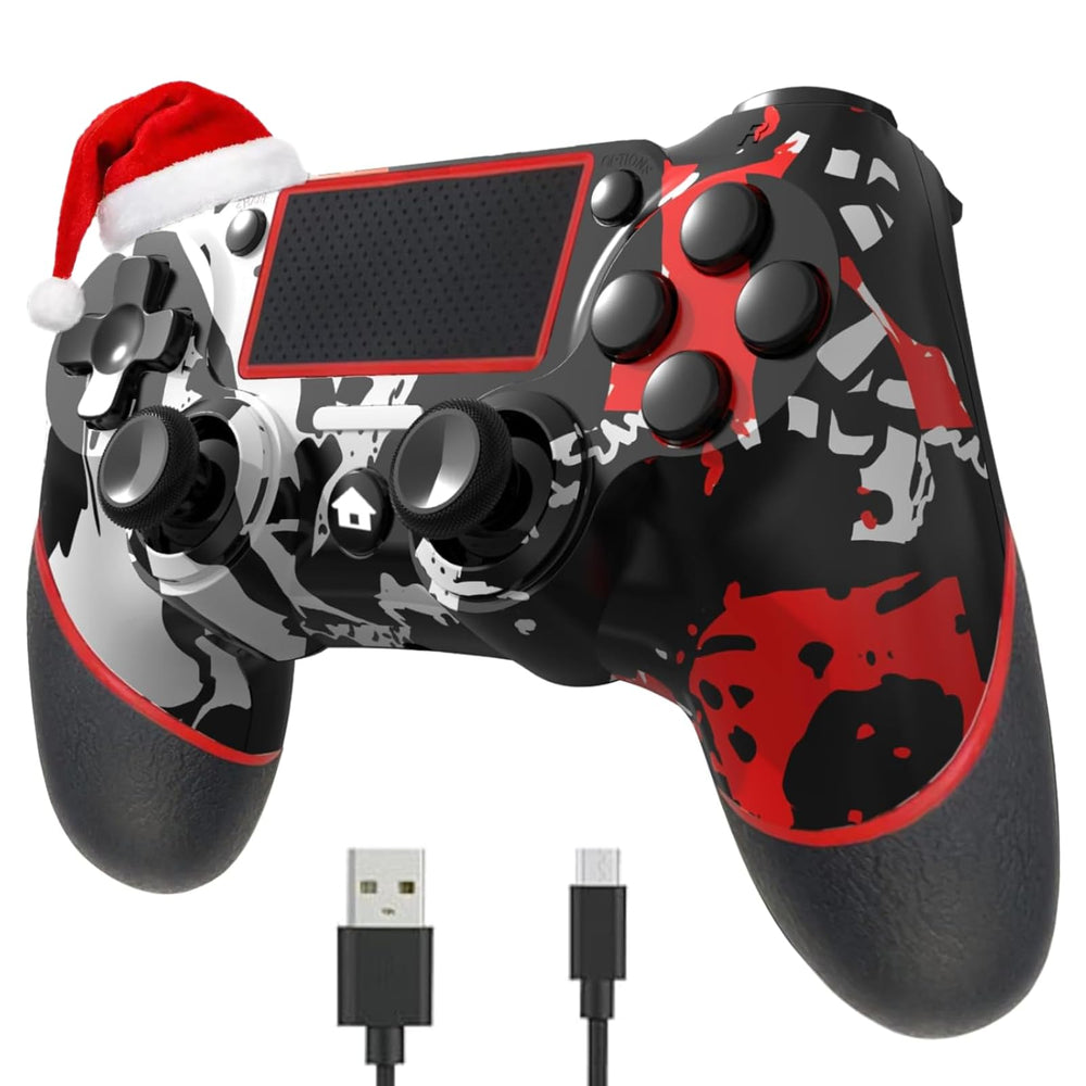 SZYUYU PS4 wireless controller in flame white, front view showing ergonomic grip