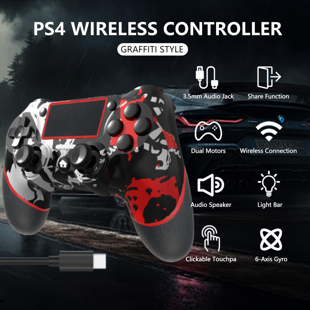 SZYUYU flame white PS4 controller side profile for comfortable handling