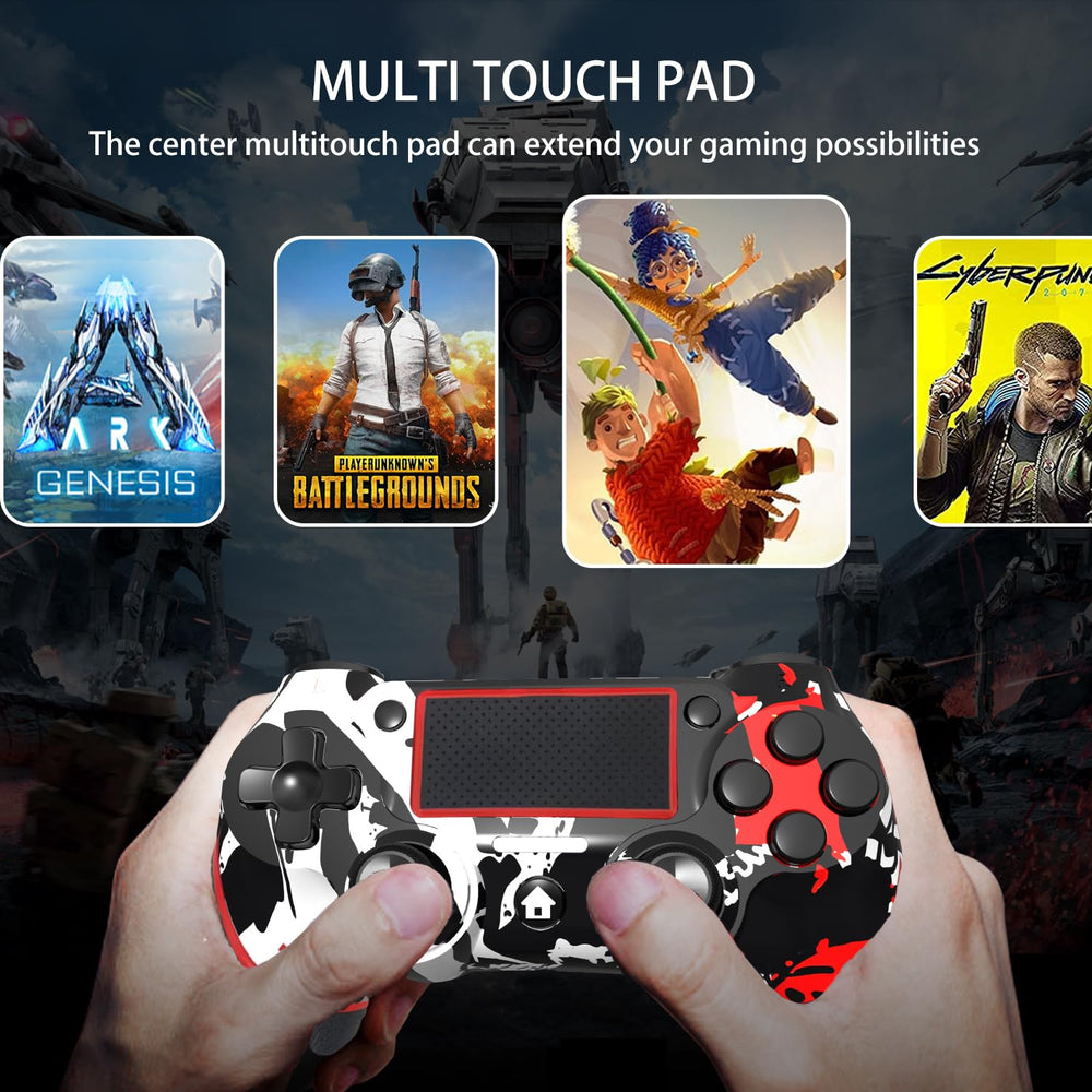 SZYUYU flame white PS4 controller touchpad and share button in use