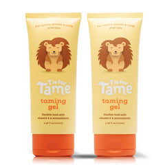 T is for Tame gel bottle close-up showing easy application and gentle hold.