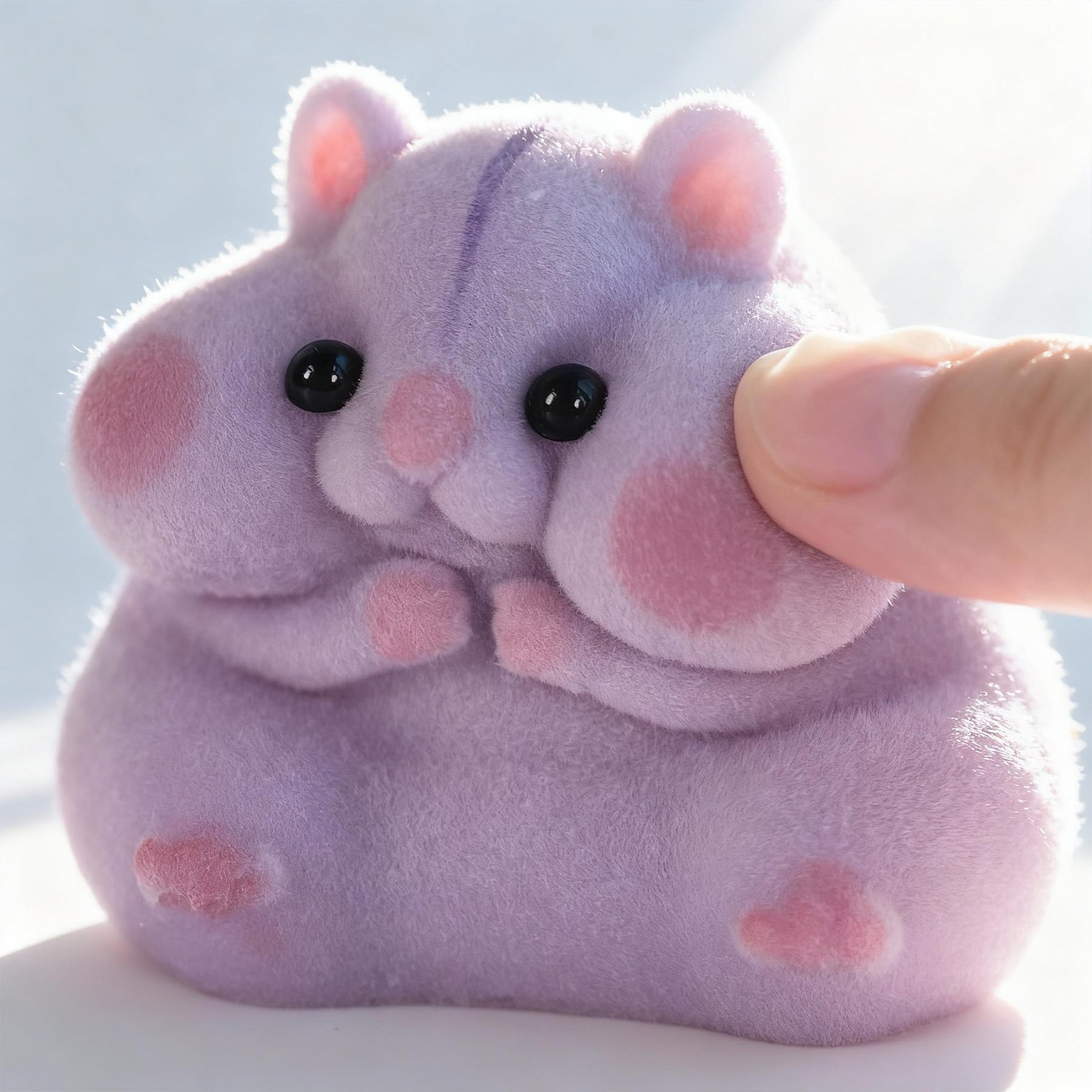 Taba squishy hamster toy purple fur colors boost visual appeal.