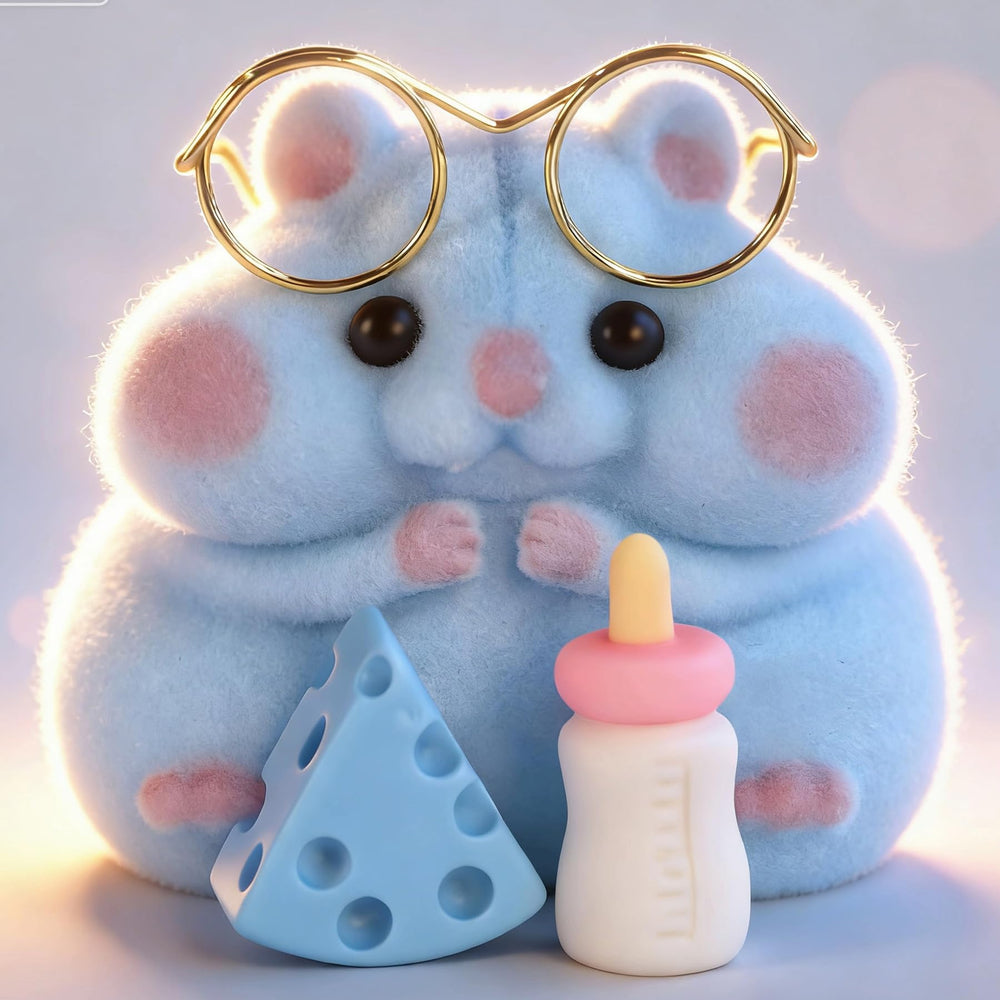 Tama Squishy Hamster Toy blue close up fur texture for tactile play