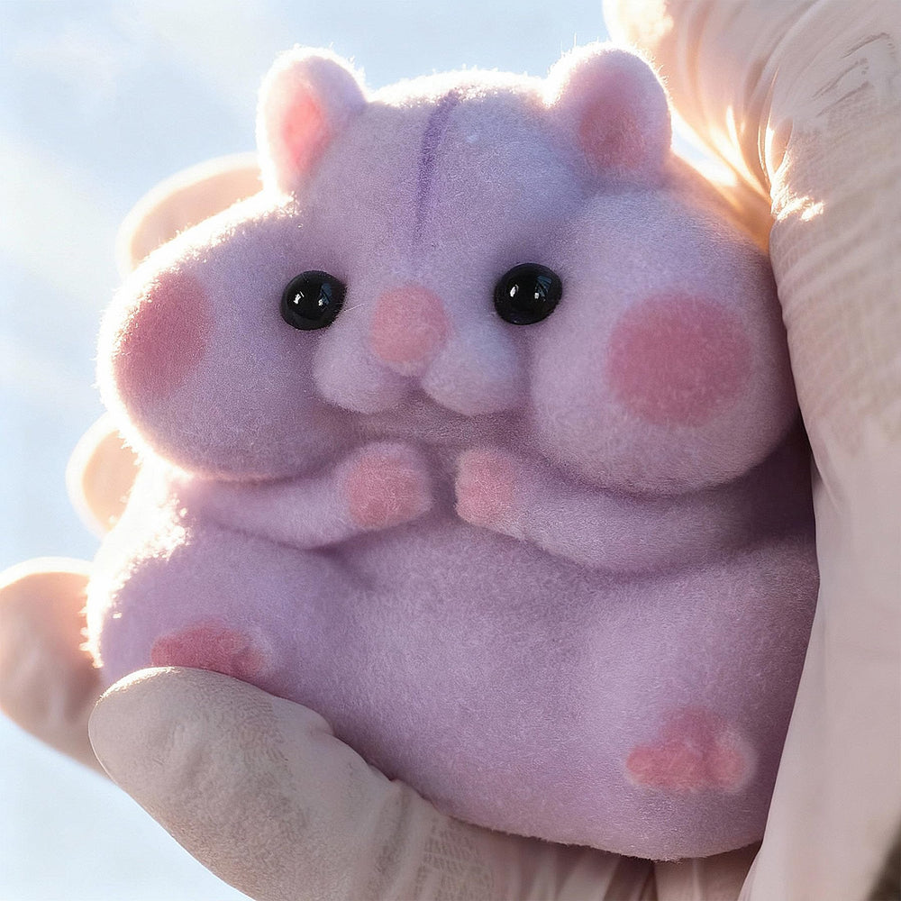 Taba squishy hamster toy lounging pose highlights durable furry texture for daily use.