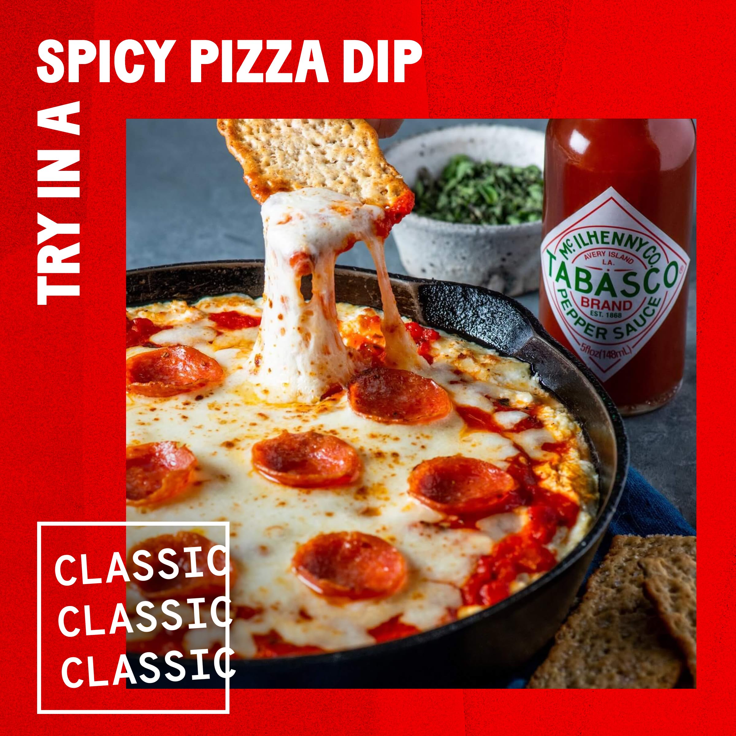 TABASCO Original Red zero calories scene suggests guilt-free flavor boost.