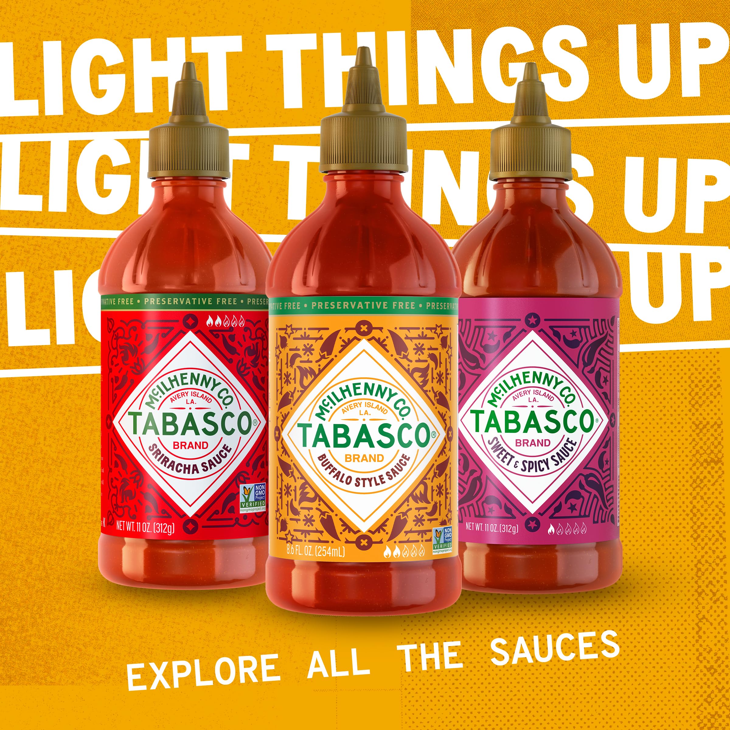 TABASCO Salsa Picante bottle on kitchen counter ready to use