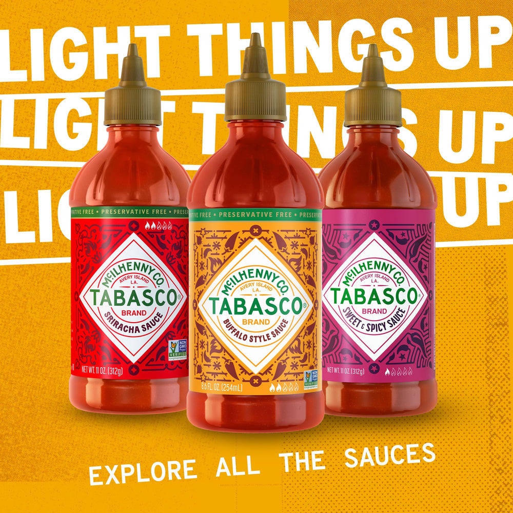 TABASCO Salsa Picante bottle on kitchen counter ready to use