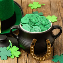 Taboom Belgian Green Chocolate Coins close-up highlighting green foil and creamy chocolate.