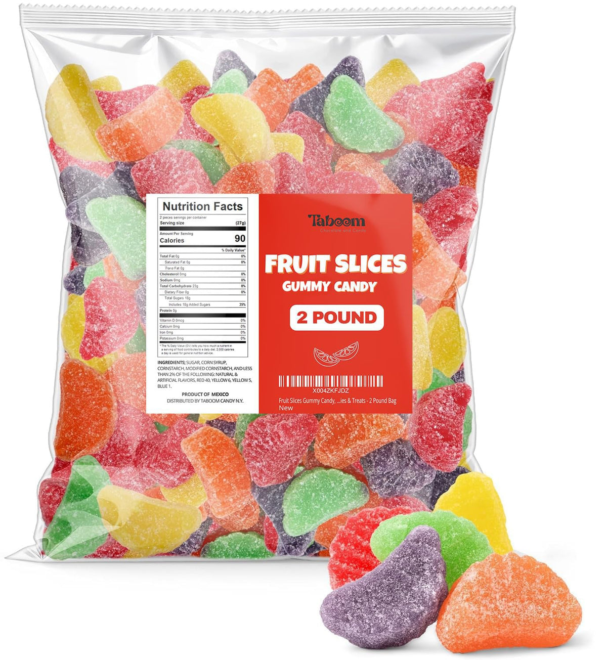 Taboom bulk fruit slices jelly candy in a 2 lb bag, ideal for party displays.