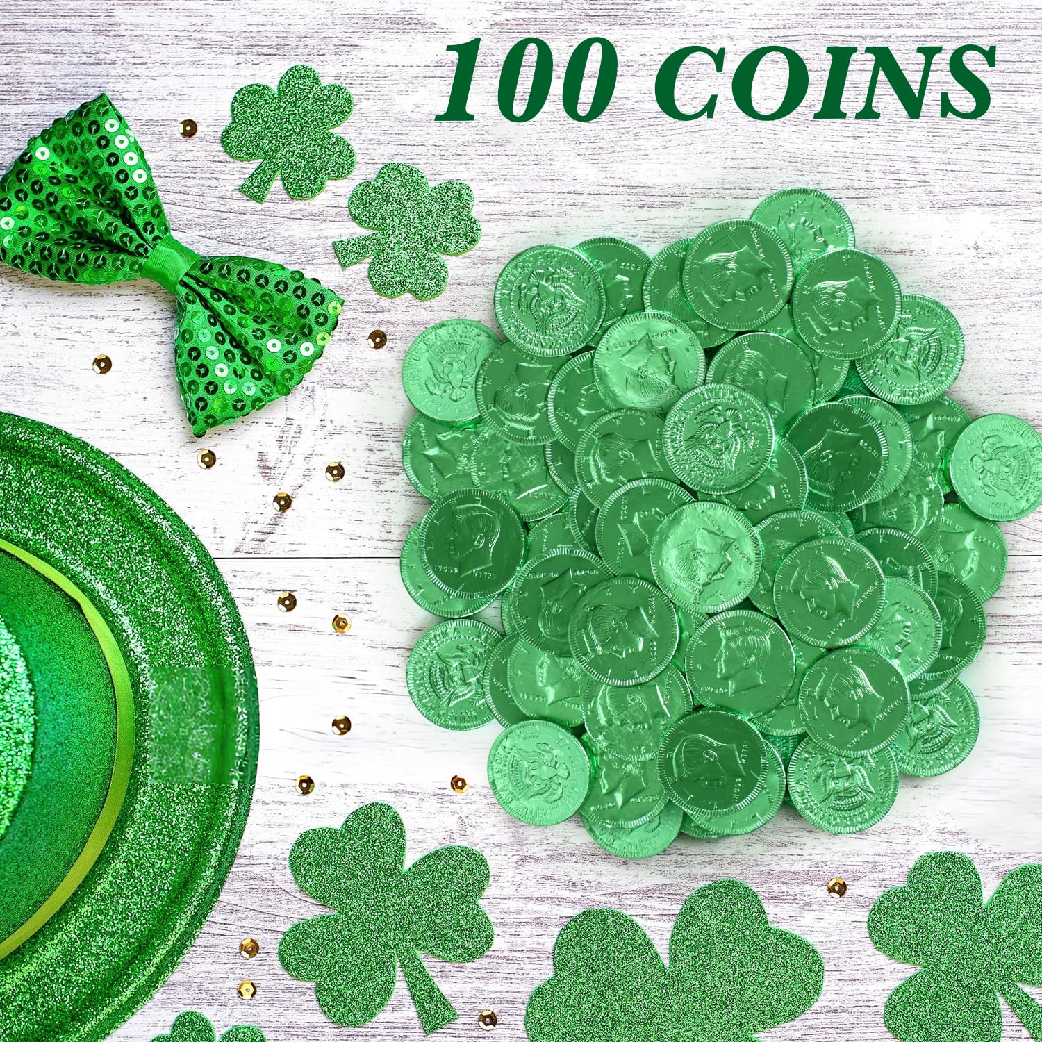 Taboom St Patrick's Day coins in a candy bowl-ready presentation.