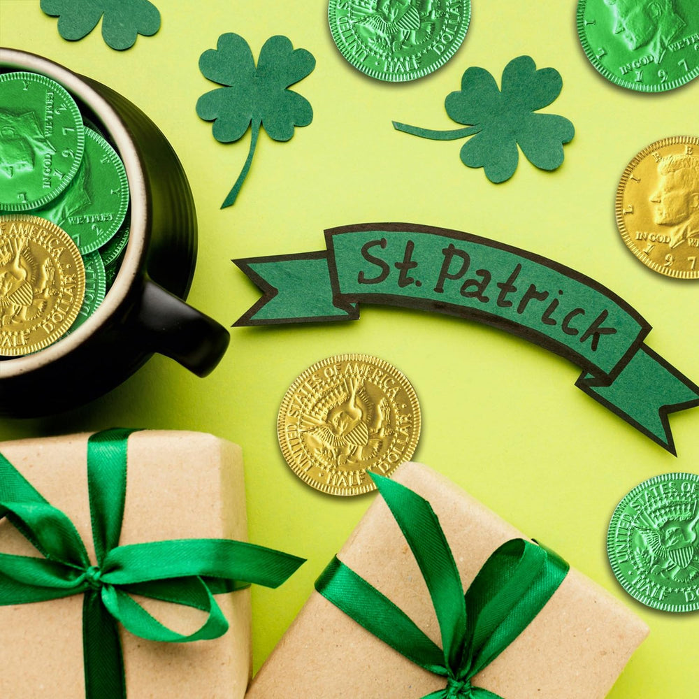 Taboom St. Patrick’s Day gold-green coins ready for party displays