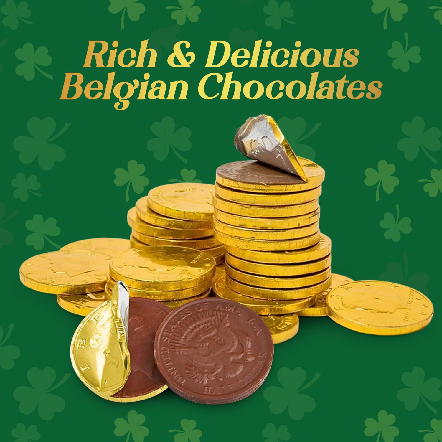 Taboom St. Patrick’s Day favors in gold foil for festive celebrations.