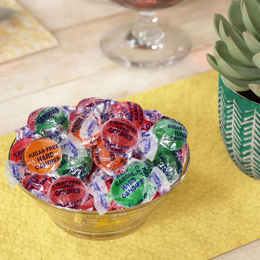 Taboom fruit-flavored sugar-free candy close-up showing shiny wrappers
