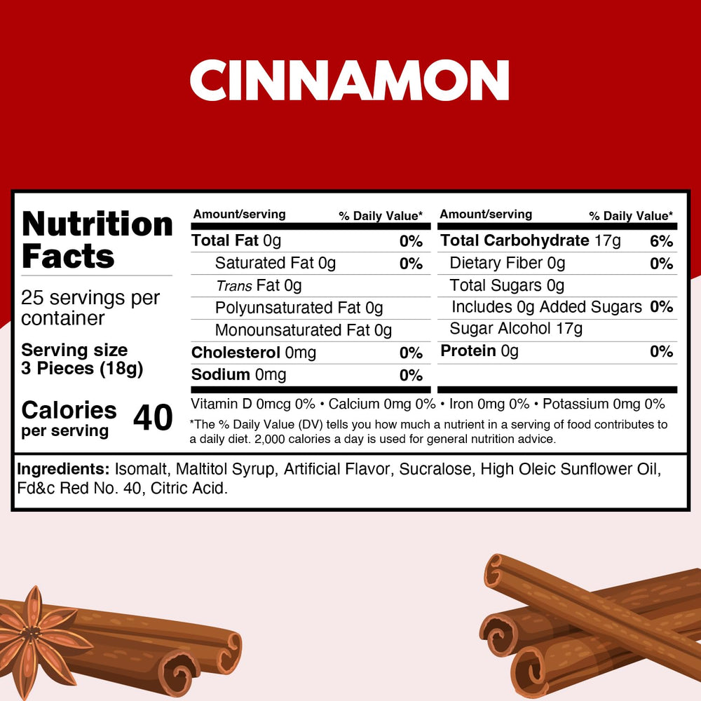 Taboom sugar-free cinnamon discs closeup showing fiery color and crisp texture.