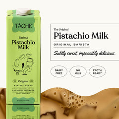 Táche Pistachio Milk foamed to create barista-quality texture.