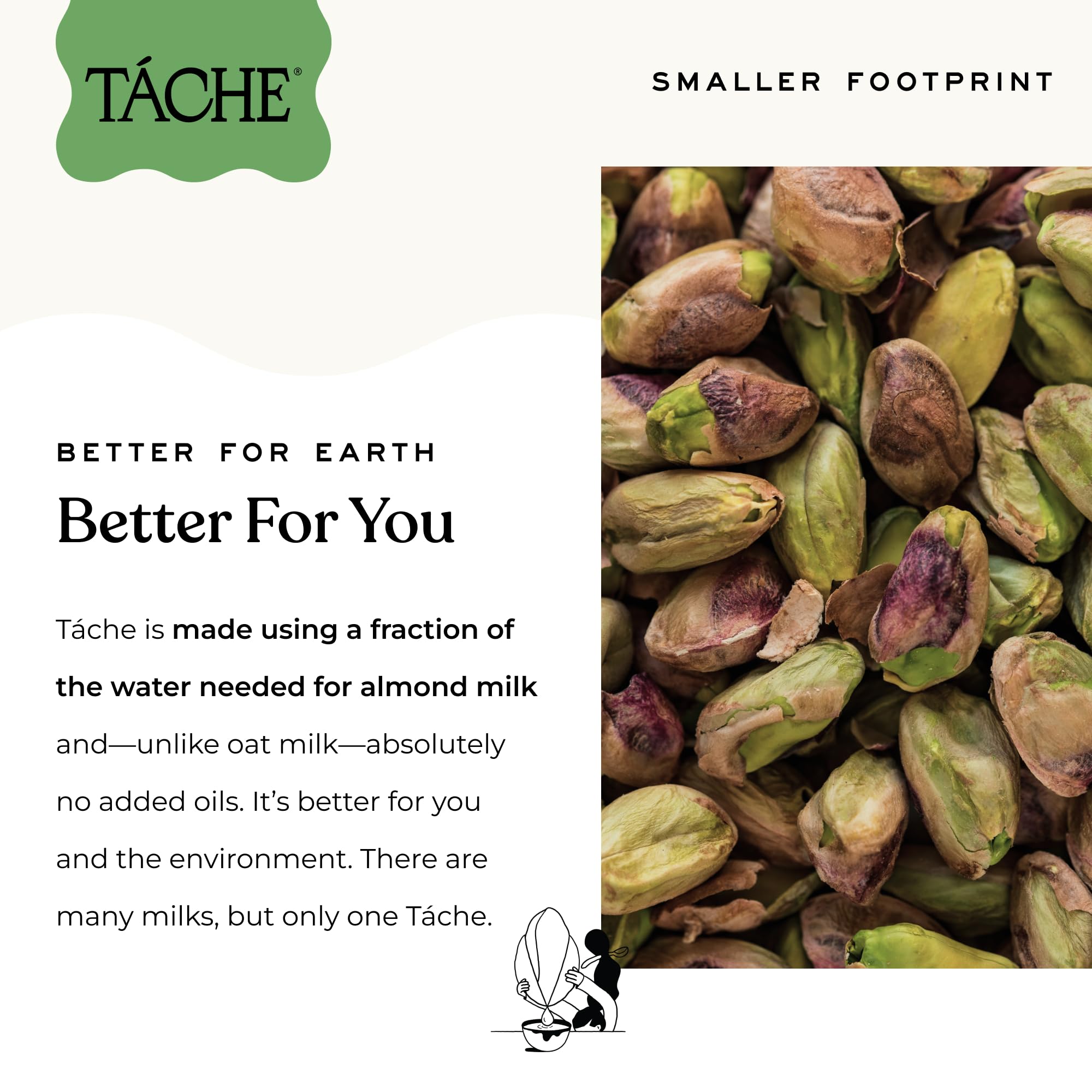 Táche Pistachio Milk poured over cereal for creamy breakfasts.