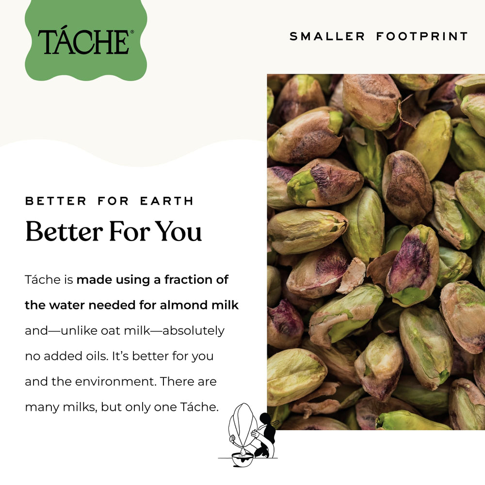 Táche Pistachio Milk poured over cereal for creamy breakfasts.