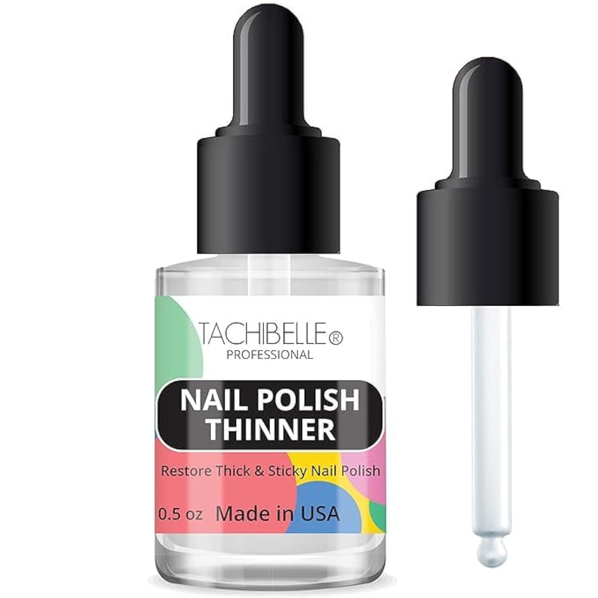 Tachibelle Nail Polish Thinner bottle close-up helps revive dry polishes.