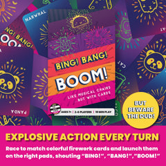 Taco Cat Goat Cheese Pizza Bing Bang Boom colorful firework cards in play