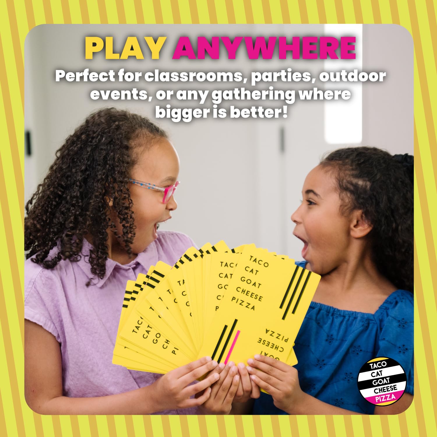 Taco Cat Goat Cheese Pizza party-ready activity that fills rooms with laughter