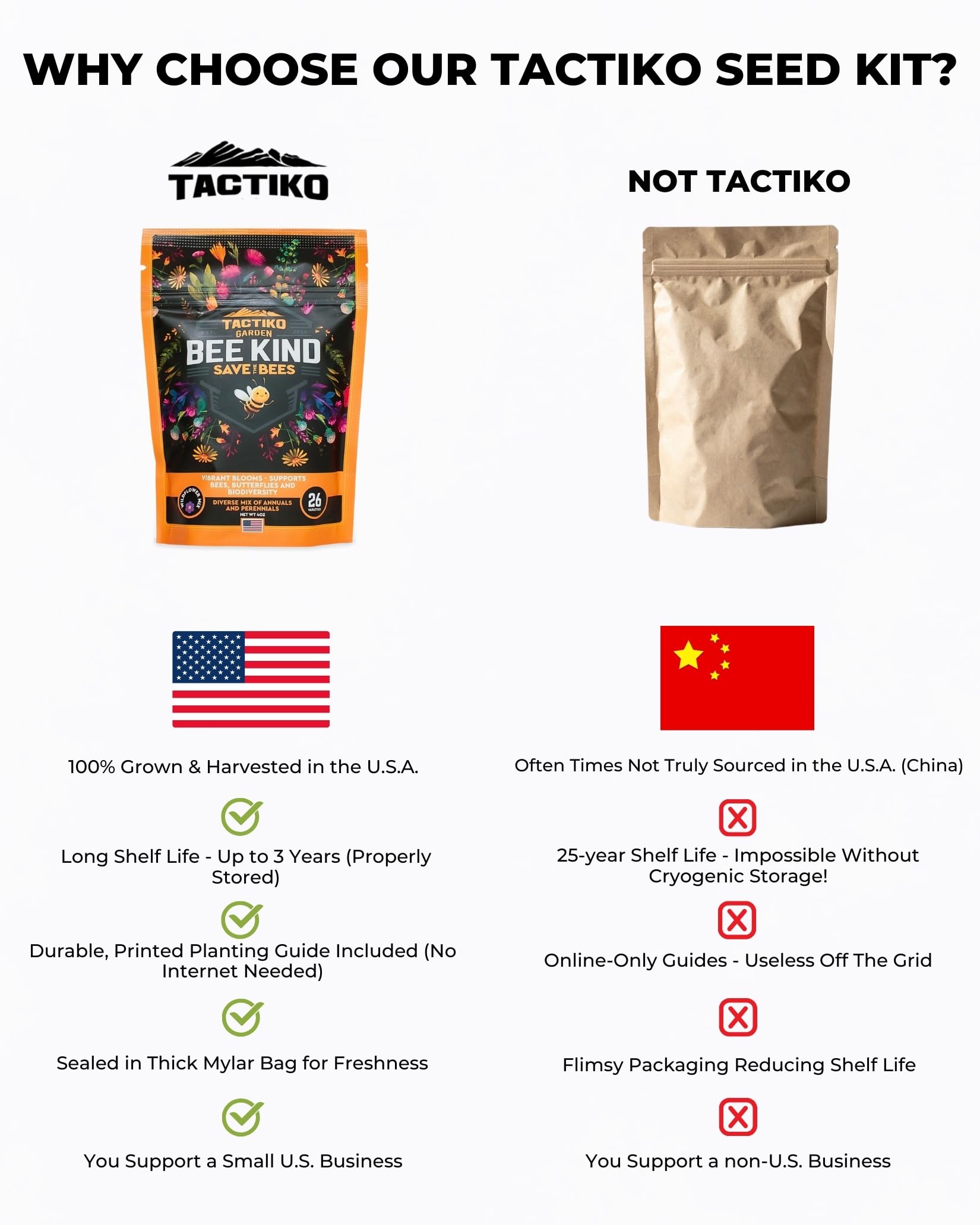Tactiko Survival gift pack of wildflower seeds for Earth Day and occasions