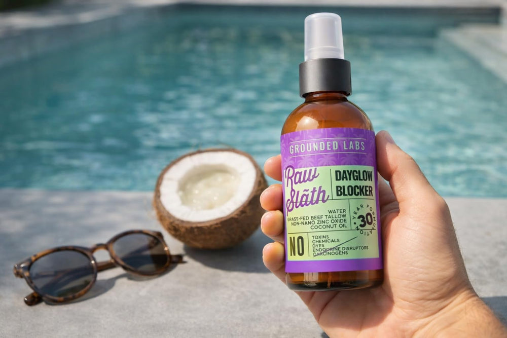 Grounded Labs sunblock SPF label communicates broad-spectrum protection