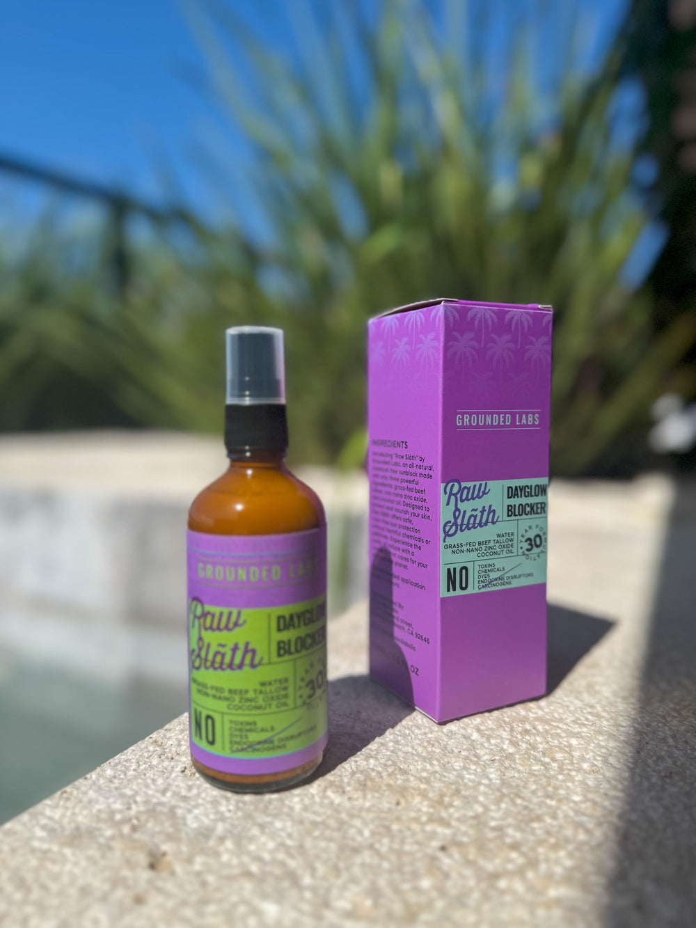 Grounded Labs sunblock tea tree oil drop indicates natural preservation