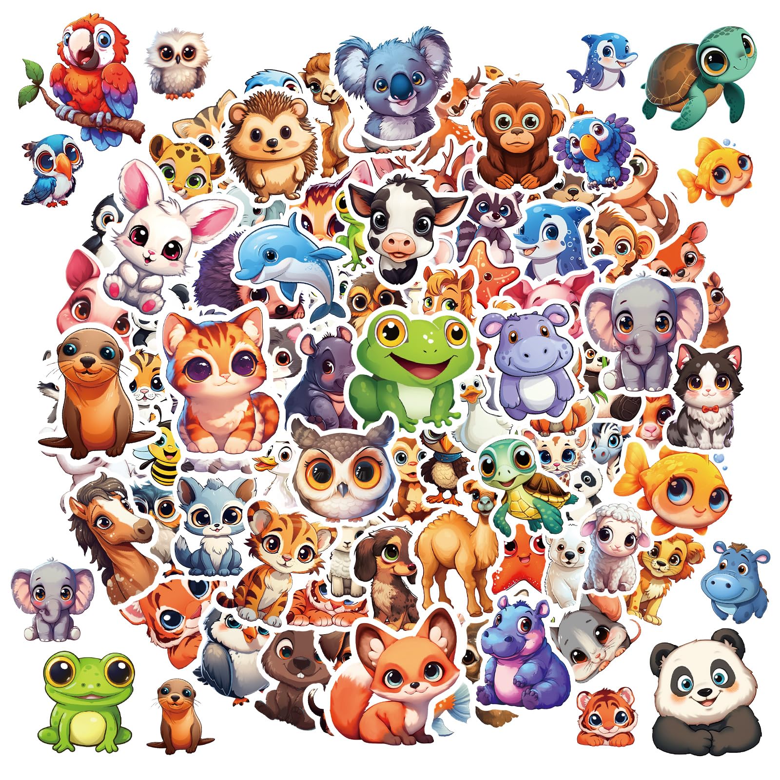 Taeekiy 100-pcs big-eyed animal stickers brighten water bottles with durable waterproof color.