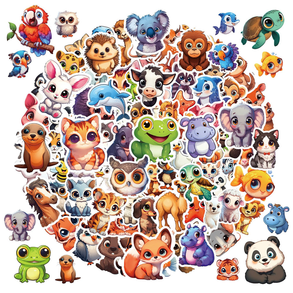Taeekiy 100-pcs big-eyed animal stickers brighten water bottles with durable waterproof color.