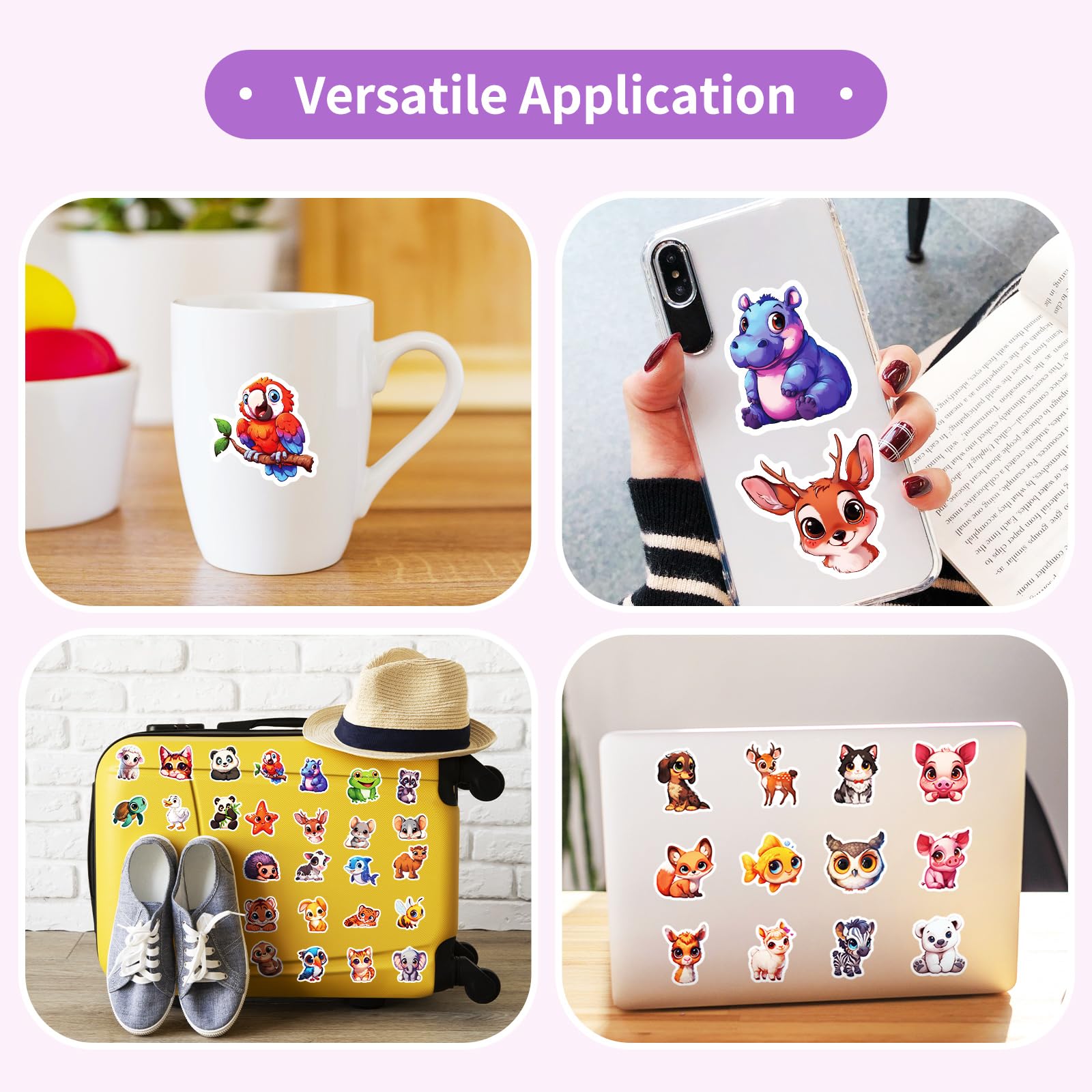Taeekiy colorfully illustrated animal decals add flair to notebooks and project materials.