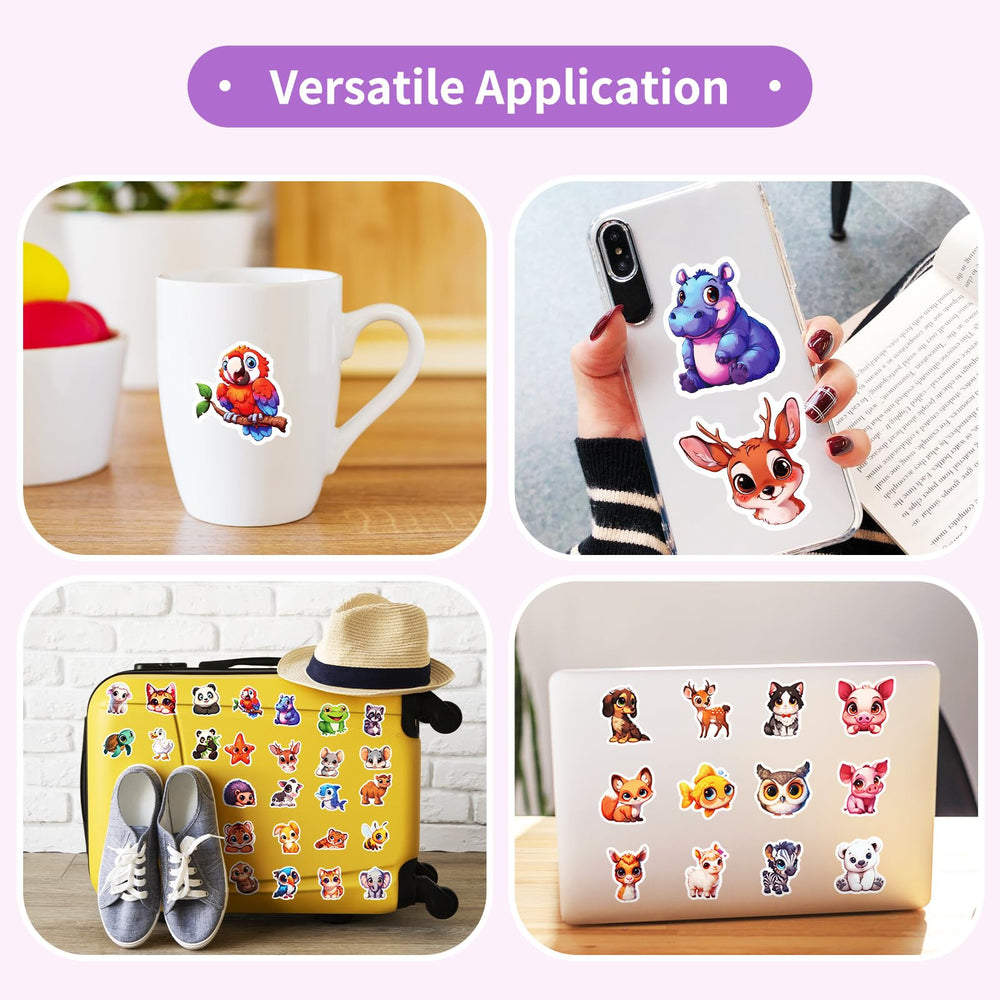 Taeekiy colorfully illustrated animal decals add flair to notebooks and project materials.