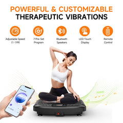 Bluetooth speakers on Taevno plate enable motivating music during sessions.